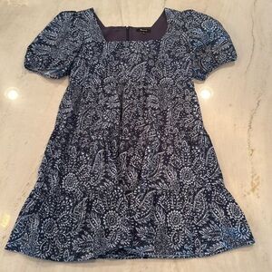 Madewell Poplin Puff-Sleeve Tiered Babydoll Dress in Paisley Garden